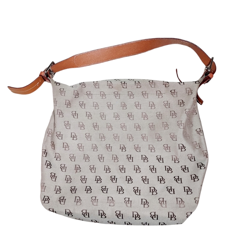 Dooney & Bourke vintage monogram leather trim hobo bag